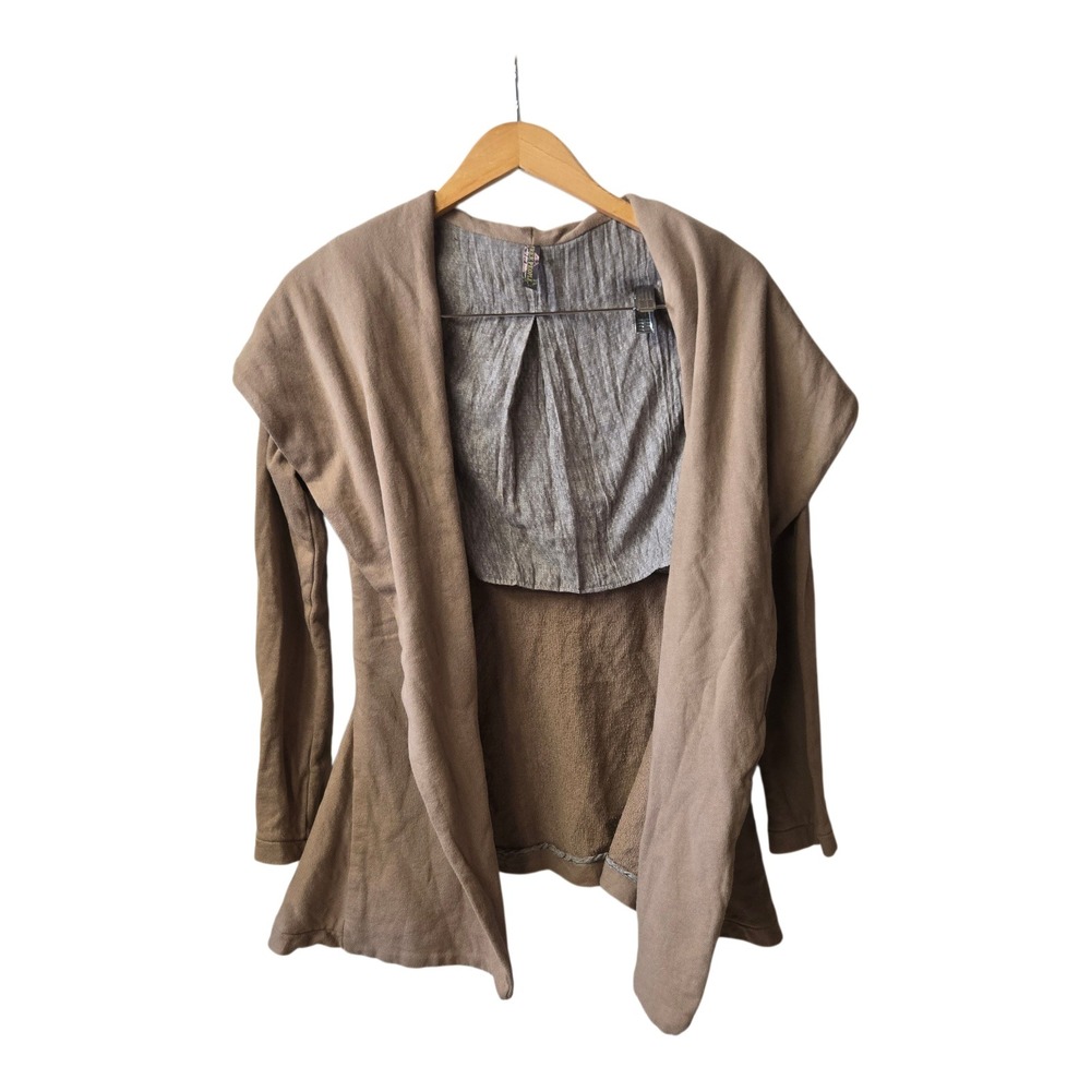 Free People Cardigan Open Front Flowy Beige Size Small Oversized‎